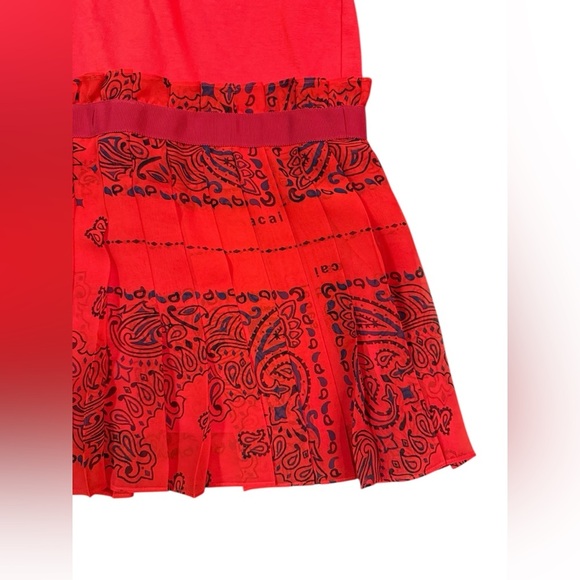 Sacai Bandana Print T-shirt Dress in Red Size 3/ US Large-10 - Picture 5 of 14